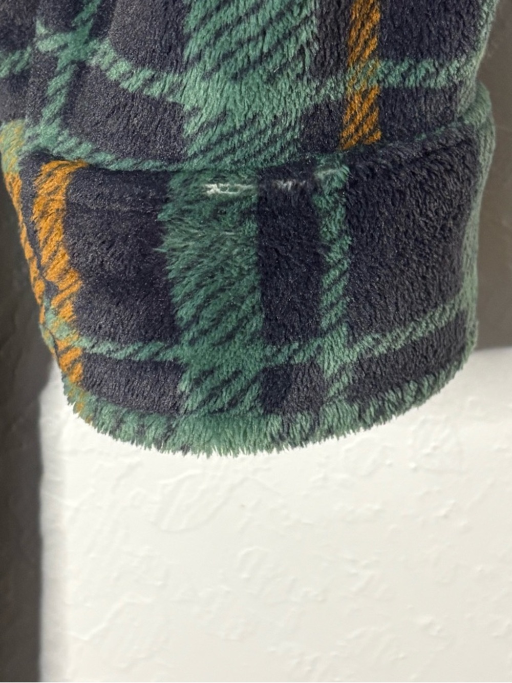 LL Bean Mens S Fleece Robe Green Plaid Shawl Collar Belted Plush Bathrobe Pocket - Picture 7 of 14